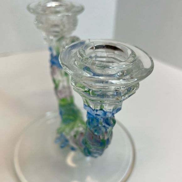 VTG MCM Indiana Glass Garland Grapevine Double Taper Candlestick Holder Superb! - Picture 4 of 11